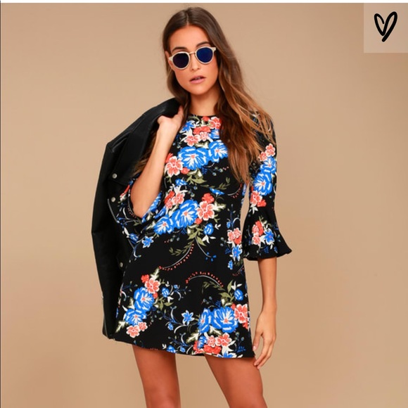 Lulu’s “Welcome Back” Floral Print Skater Dress - Picture 1 of 4